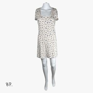 BP Ribbed Lace Midi Slip Dress in White Floral Size M Cottagecore Glam Casual